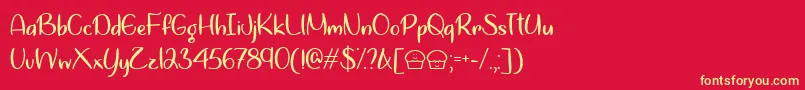 Lets Bake Muffins   Font – Yellow Fonts on Red Background