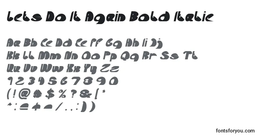 Шрифт Lets Do It Again Bold Italic – алфавит, цифры, специальные символы