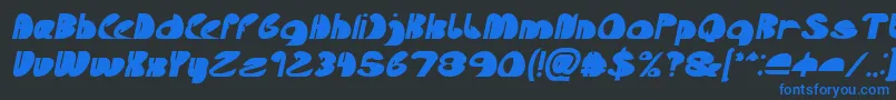Fonte Lets Do It Again Bold Italic – fontes azuis em um fundo preto