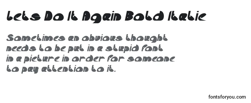 Review of the Lets Do It Again Bold Italic Font