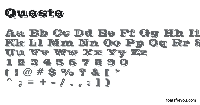 Шрифт Queste – алфавит, цифры, специальные символы