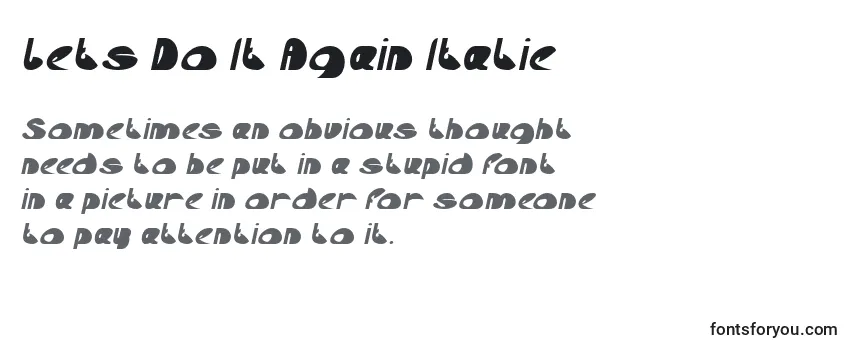 Review of the Lets Do It Again Italic Font