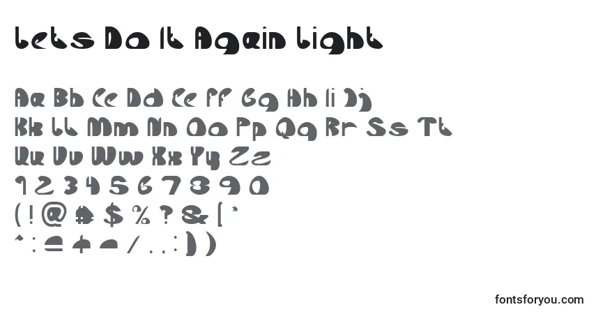 Czcionka Lets Do It Again Light – alfabet, cyfry, specjalne znaki