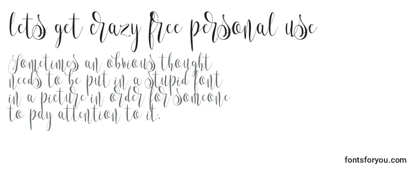 Review of the Lets get crazy free personal use Font