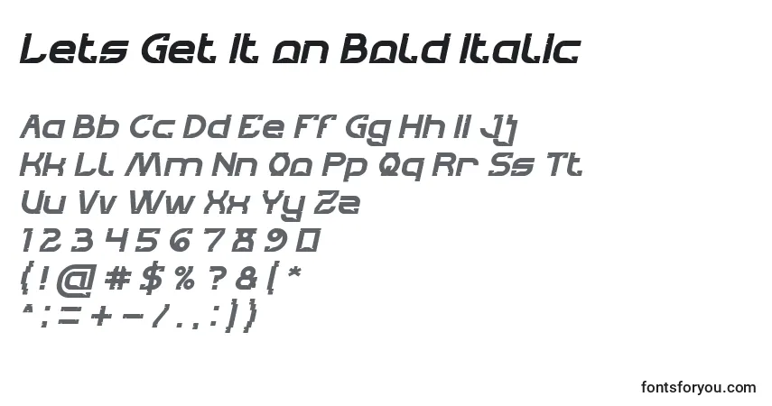 Fuente Lets Get It on Bold Italic - alfabeto, números, caracteres especiales