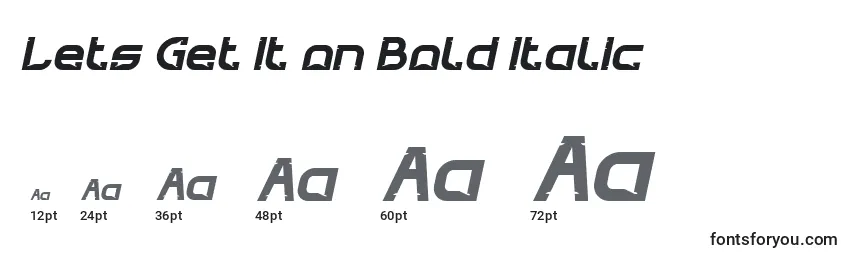 Größen der Schriftart Lets Get It on Bold Italic