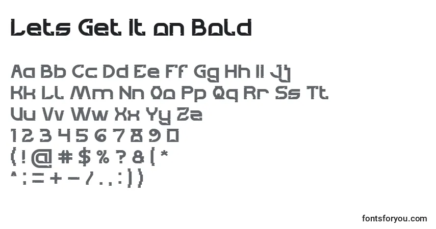 Schriftart Lets Get It on Bold – Alphabet, Zahlen, spezielle Symbole