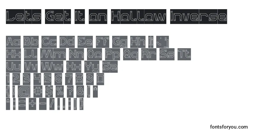 Czcionka Lets Get It on Hollow Inverse – alfabet, cyfry, specjalne znaki