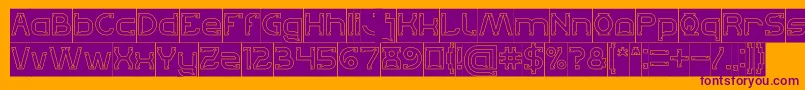 Lets Get It on Hollow Inverse-Schriftart – Violette Schriften auf orangefarbenem Hintergrund