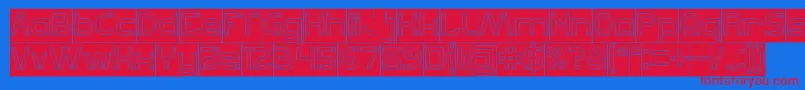 フォントLets Get It on Hollow Inverse – 赤い文字の青い背景