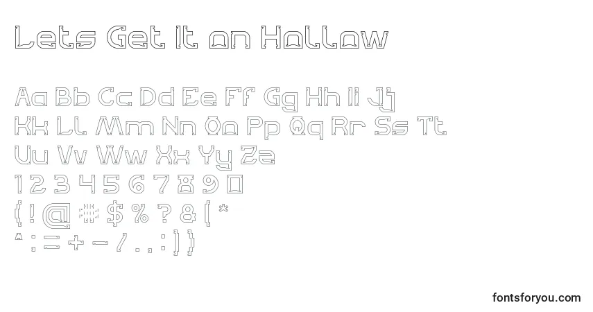 Lets Get It on Hollow Font – alphabet, numbers, special characters