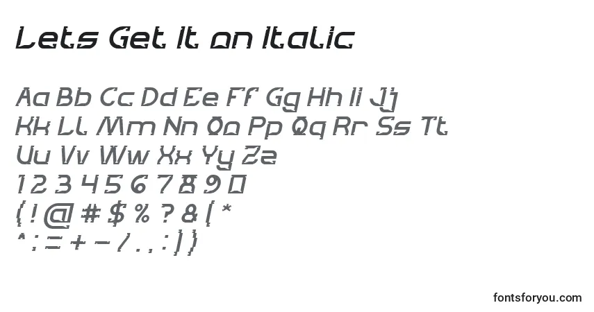 Lets Get It on Italic-fontti – aakkoset, numerot, erikoismerkit