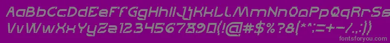 フォントLets Get It on Italic – 紫の背景に灰色の文字