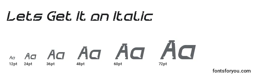 Tamanhos de fonte Lets Get It on Italic