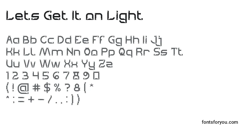 Schriftart Lets Get It on Light – Alphabet, Zahlen, spezielle Symbole