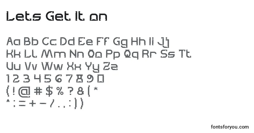 Czcionka Lets Get It on – alfabet, cyfry, specjalne znaki