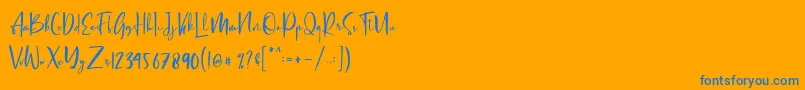 Letter Hellen-Schriftart – Blaue Schriften auf orangefarbenem Hintergrund