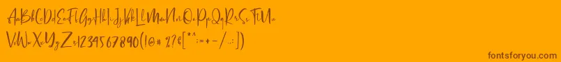 Letter Hellen-Schriftart – Braune Schriften auf orangefarbenem Hintergrund