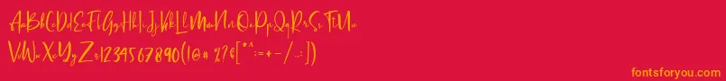 Fonte Letter Hellen – fontes laranjas em um fundo vermelho