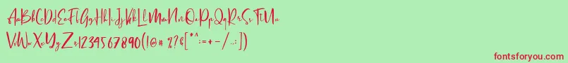 Letter Hellen Font – Red Fonts on Green Background