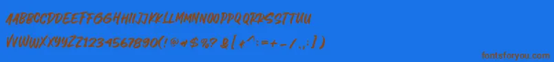 フォントLetter Marker – 茶色の文字が青い背景にあります。