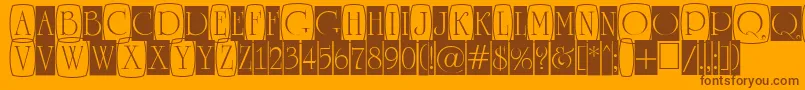 ARomanusttlcmd3cb-fontti – ruskeat fontit oranssilla taustalla