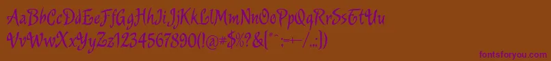 Murga-Schriftart – Violette Schriften auf braunem Hintergrund