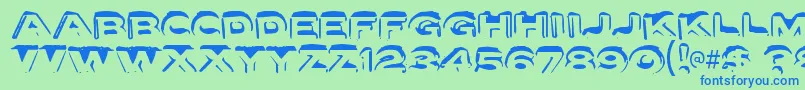 letter set a-Schriftart – Blaue Schriften auf grünem Hintergrund