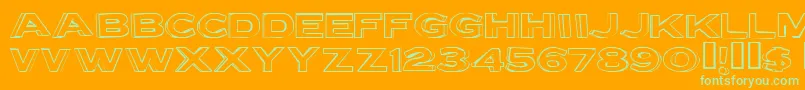 letter set b-Schriftart – Grüne Schriften auf orangefarbenem Hintergrund