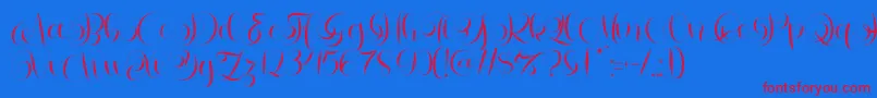 Letterhear Personal Use-Schriftart – Rote Schriften auf blauem Hintergrund