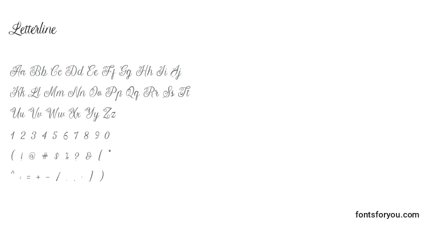 Czcionka Letterline – alfabet, cyfry, specjalne znaki