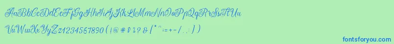 フォントLetterline – 青い文字は緑の背景です。