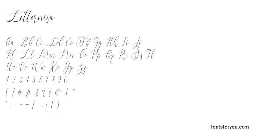 Czcionka Letternisa   – alfabet, cyfry, specjalne znaki
