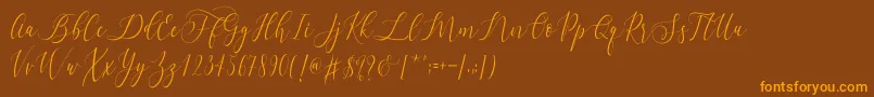 フォントLetternisa   – オレンジ色の文字が茶色の背景にあります。