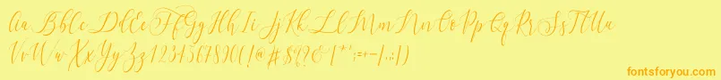 Letternisa  -Schriftart – Orangefarbene Schriften auf gelbem Hintergrund