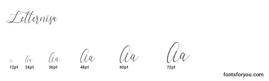 Размеры шрифта Letternisa  