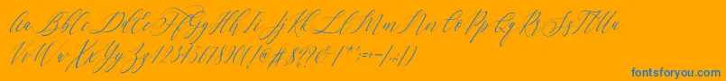 Letternisa Slant  -Schriftart – Blaue Schriften auf orangefarbenem Hintergrund