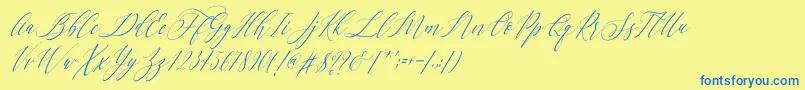 フォントLetternisa Slant   – 青い文字が黄色の背景にあります。