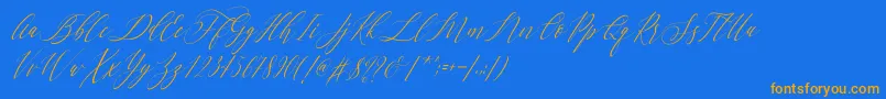 フォントLetternisa Slant   – オレンジ色の文字が青い背景にあります。