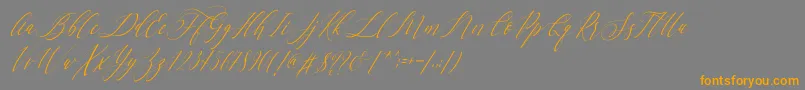 フォントLetternisa Slant   – オレンジの文字は灰色の背景にあります。