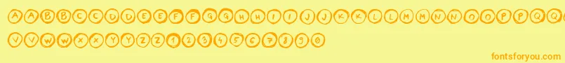 fuente LettersinCircles – Fuentes Naranjas Sobre Fondo Amarillo