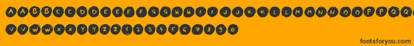 Шрифт LettersinCirclesBook – чёрные шрифты на оранжевом фоне