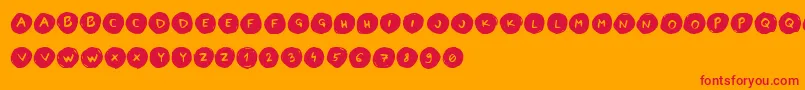 LettersinCirclesBook-Schriftart – Rote Schriften auf orangefarbenem Hintergrund