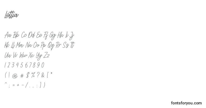 Schriftart Lettia – Alphabet, Zahlen, spezielle Symbole