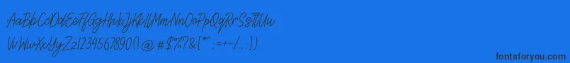 Czcionka Lettia – czarne czcionki na niebieskim tle