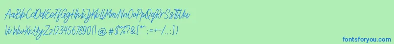 Czcionka Lettia – niebieskie czcionki na zielonym tle