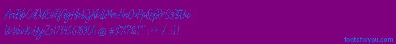 Lettia-Schriftart – Blaue Schriften auf violettem Hintergrund