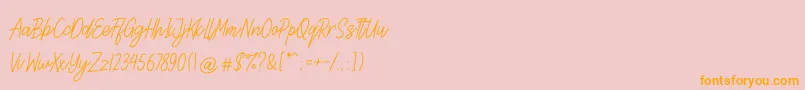 Lettia-Schriftart – Orangefarbene Schriften auf rosa Hintergrund