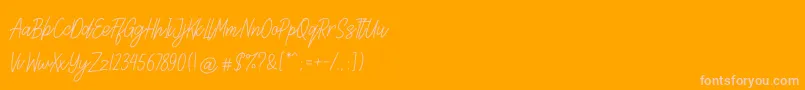 Lettia-Schriftart – Rosa Schriften auf orangefarbenem Hintergrund