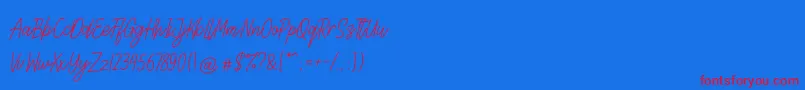 Lettia Font – Red Fonts on Blue Background